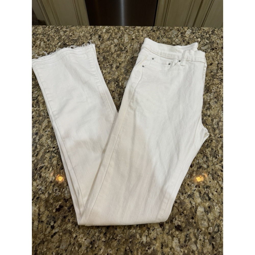 Mnml White Flare Jeans Raw Hem Size 32